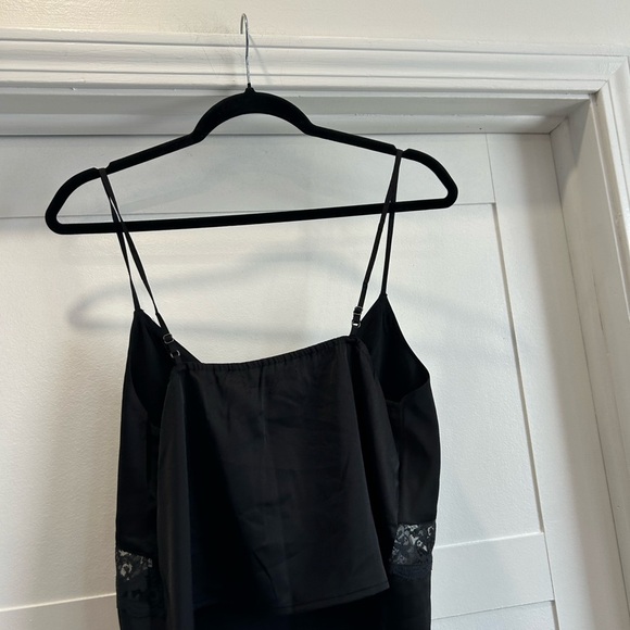 Abercrombie & Fitch Black satin Lace Trim Top M NWT - Picture 3 of 3